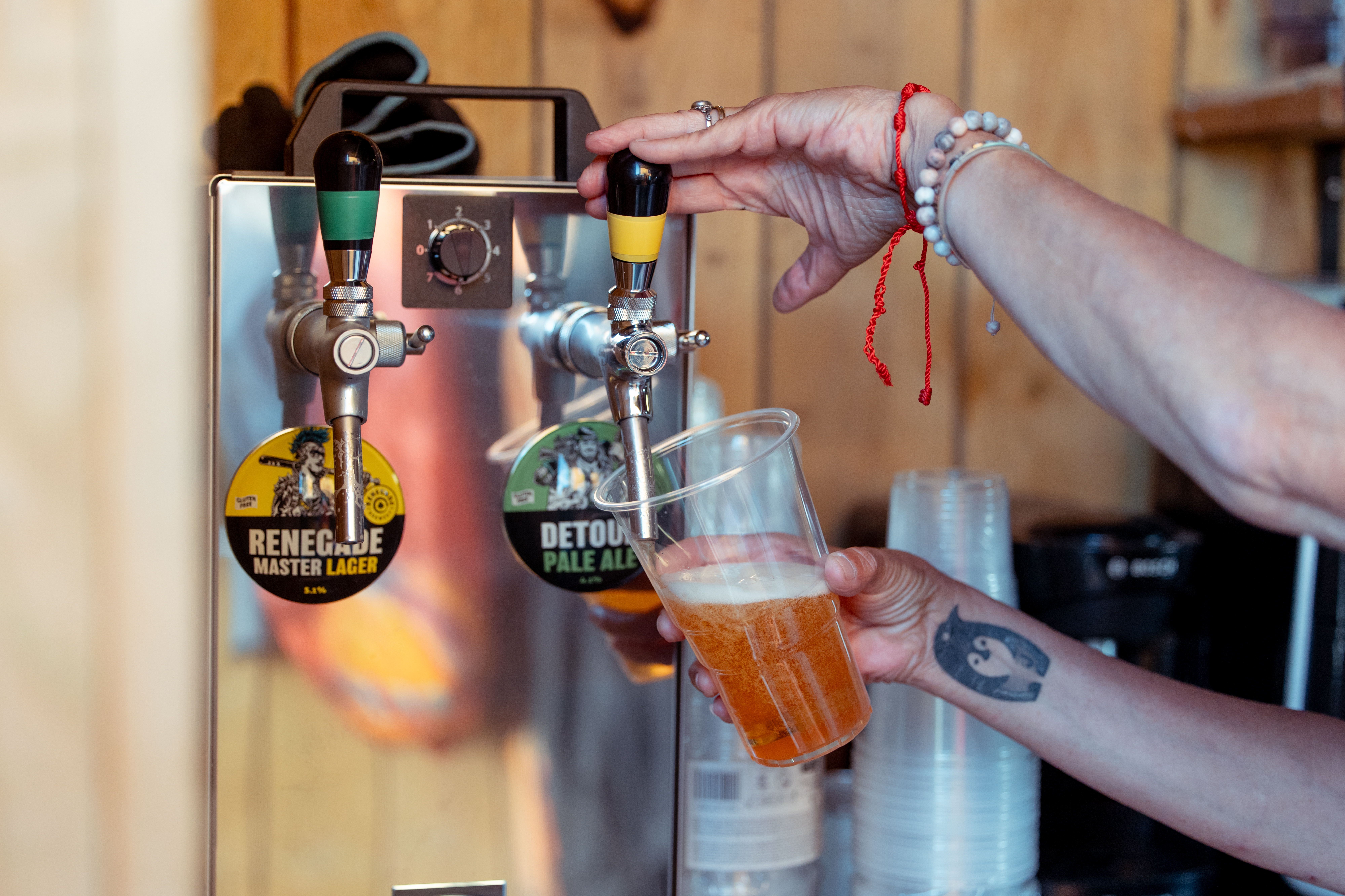 Draft beer, wine, hot food and coffee at the embers snack bar